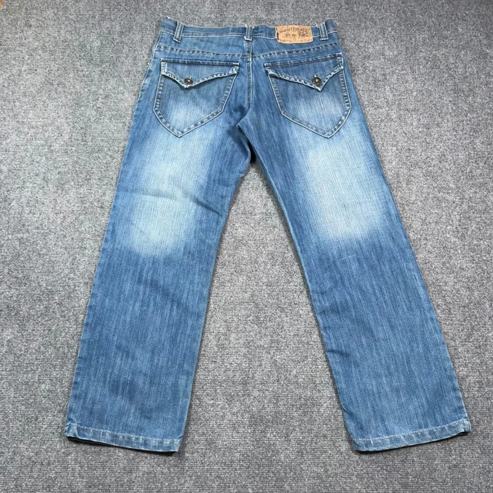 VTG Southpole Relaxed Straight Jeans Mens 34 Flap Pocket Y2K Faded Streetwear